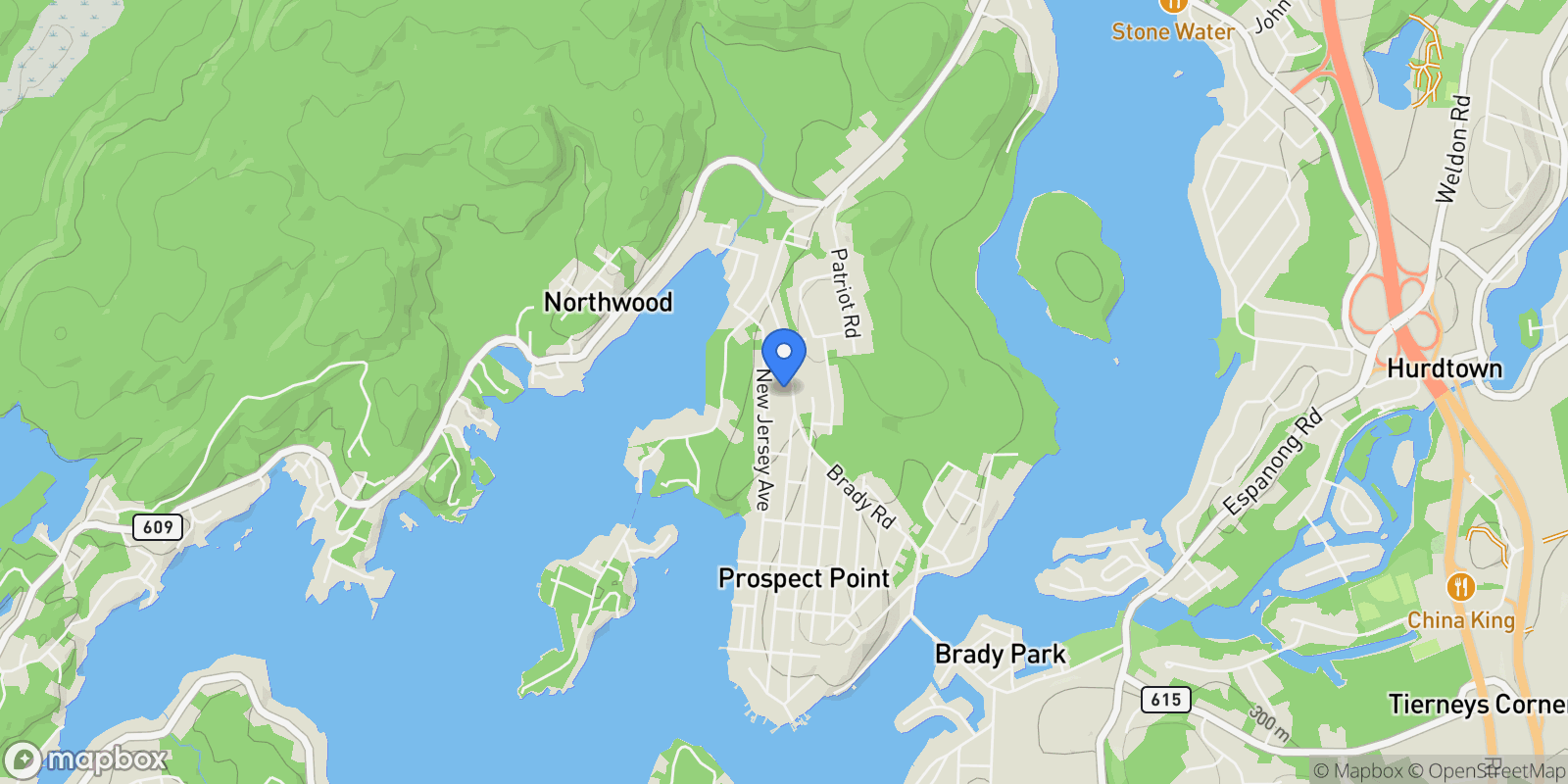 Map showing 16 PROSPECT POINT RD, Lake Hopatcong, NJ 07849, Jefferson, New Jersey, United States.