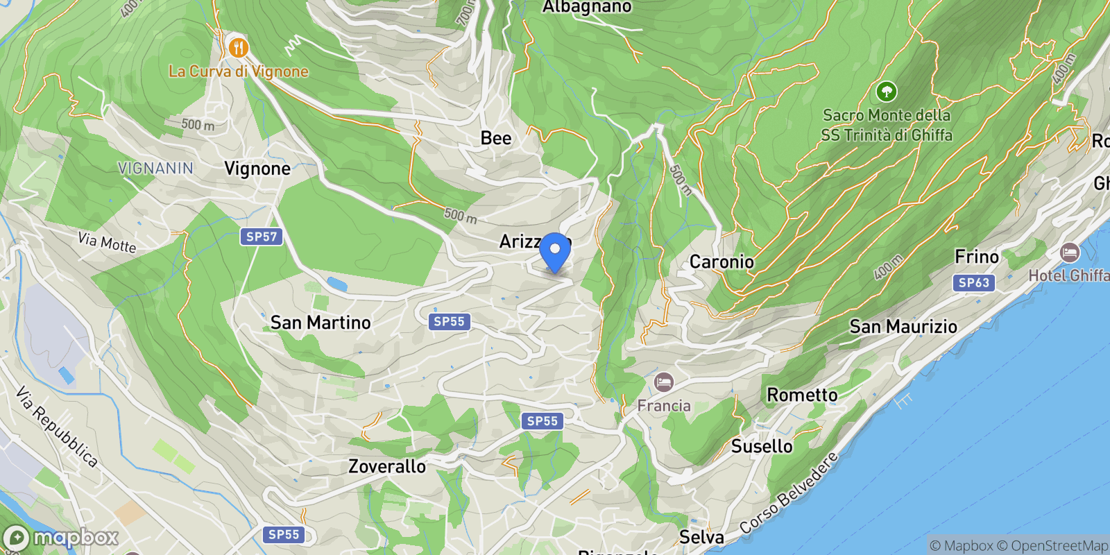 Map showing Via Firenze, Arizzano, Piedmont, Italy.