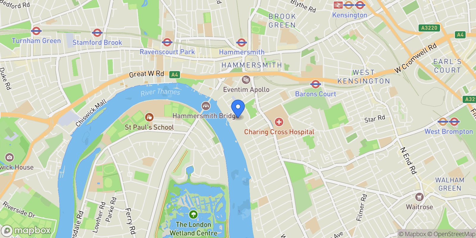 Map showing Faulkner House, Tierney Lane, London, London, England, United Kingdom.
