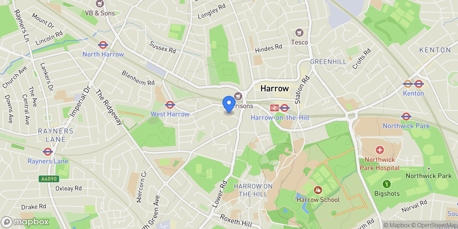 Map showing Butler Avenue, Harrow, Harrow, England, United Kingdom.