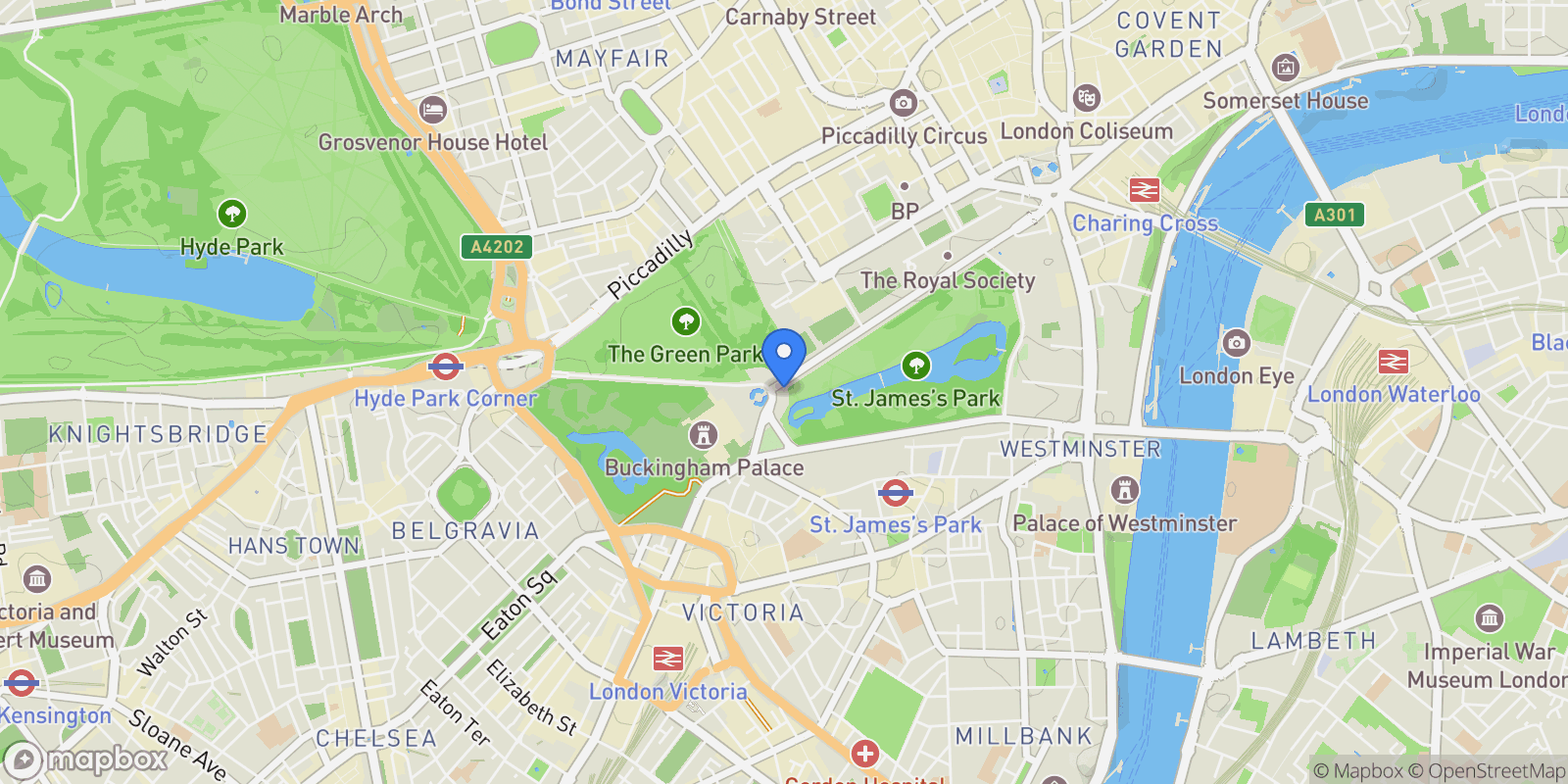 Map showing Buckingham Mews, London, London, England, United Kingdom.