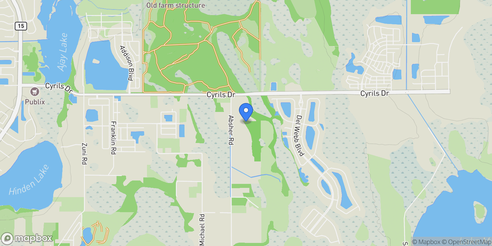 Map showing 2795 ABSHER ROAD, SAINT CLOUD, FL 34771, St. Cloud, Florida, United States.