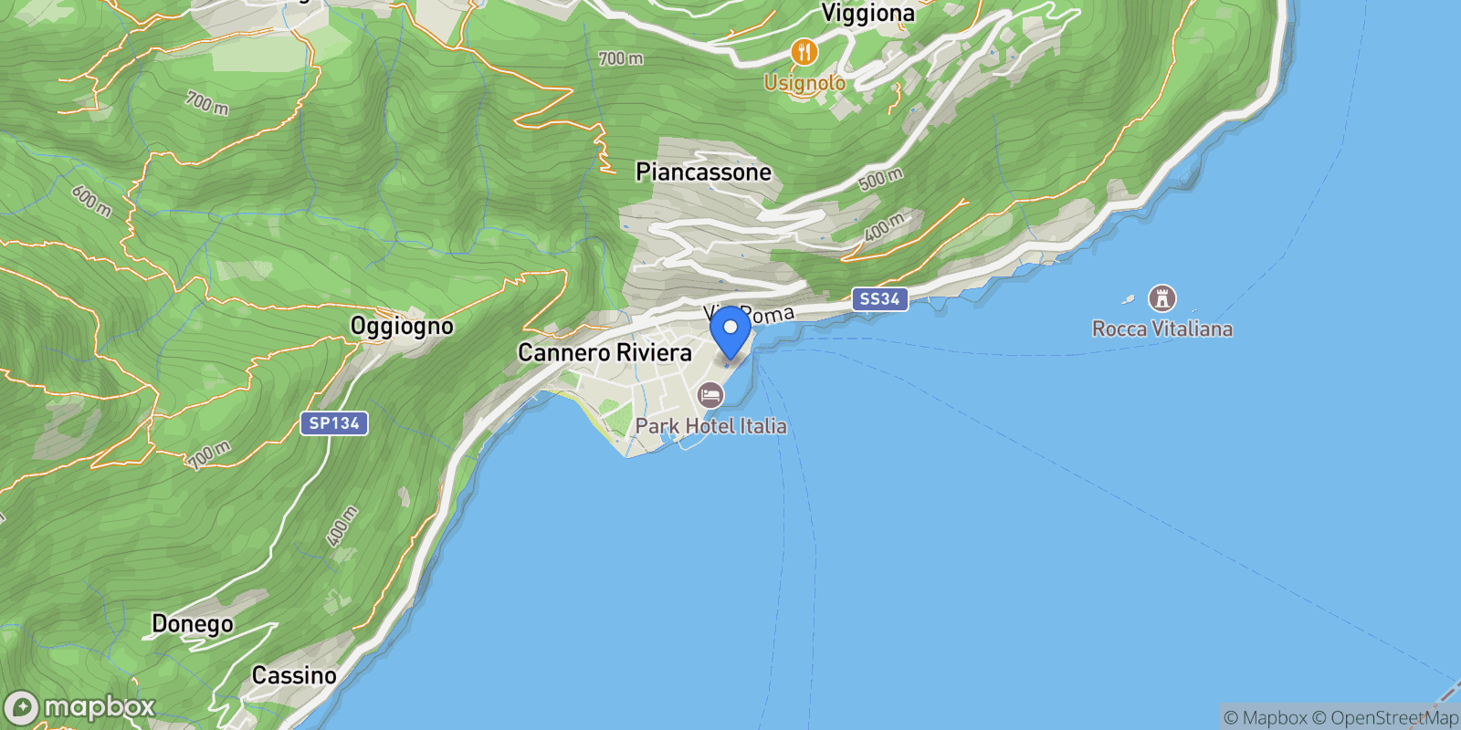 Map showing Via del Lauro, Cannero Riviera, Piedmont, Italy.