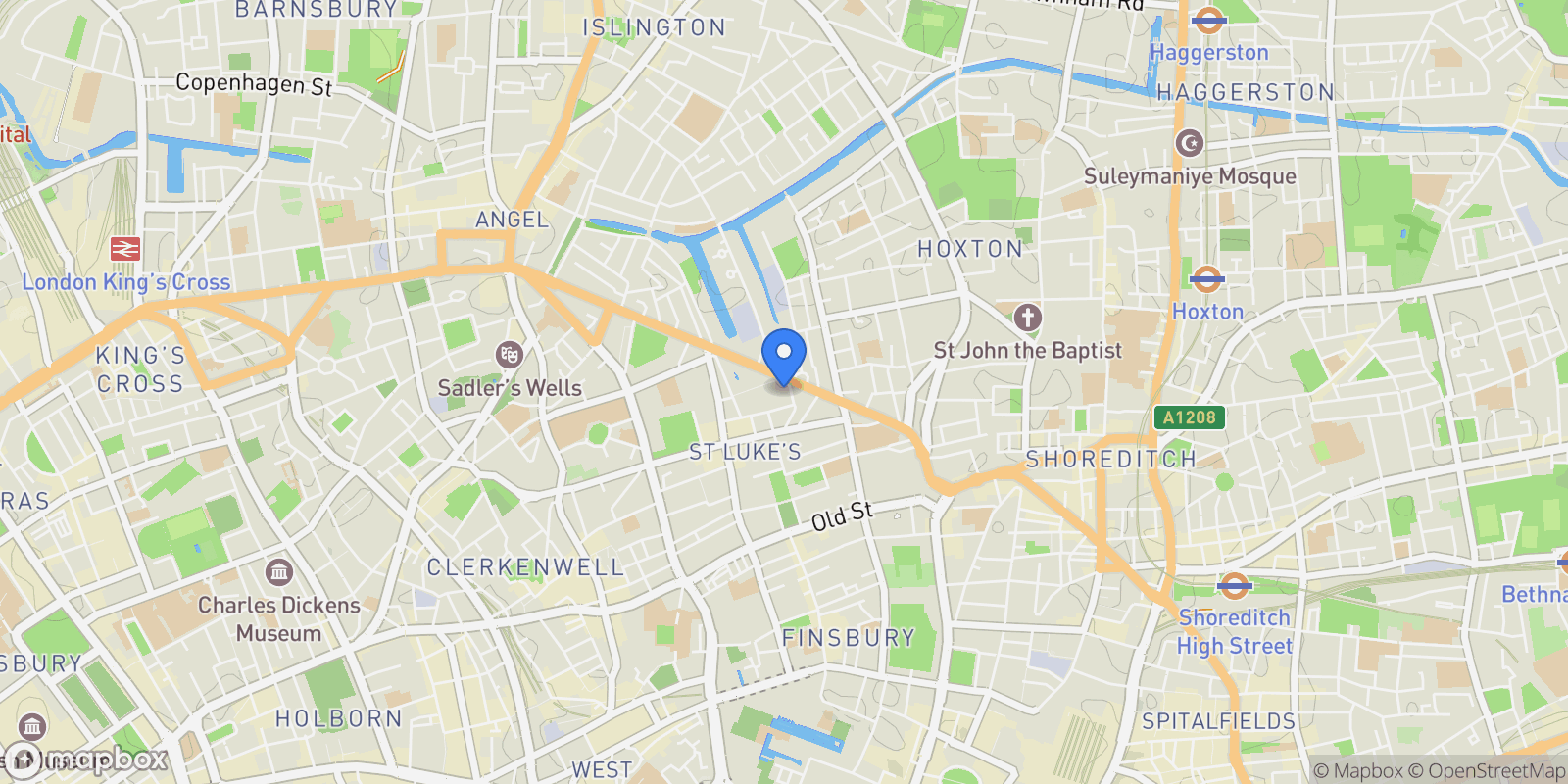 Map showing Bollinder Place, London, England, United Kingdom.