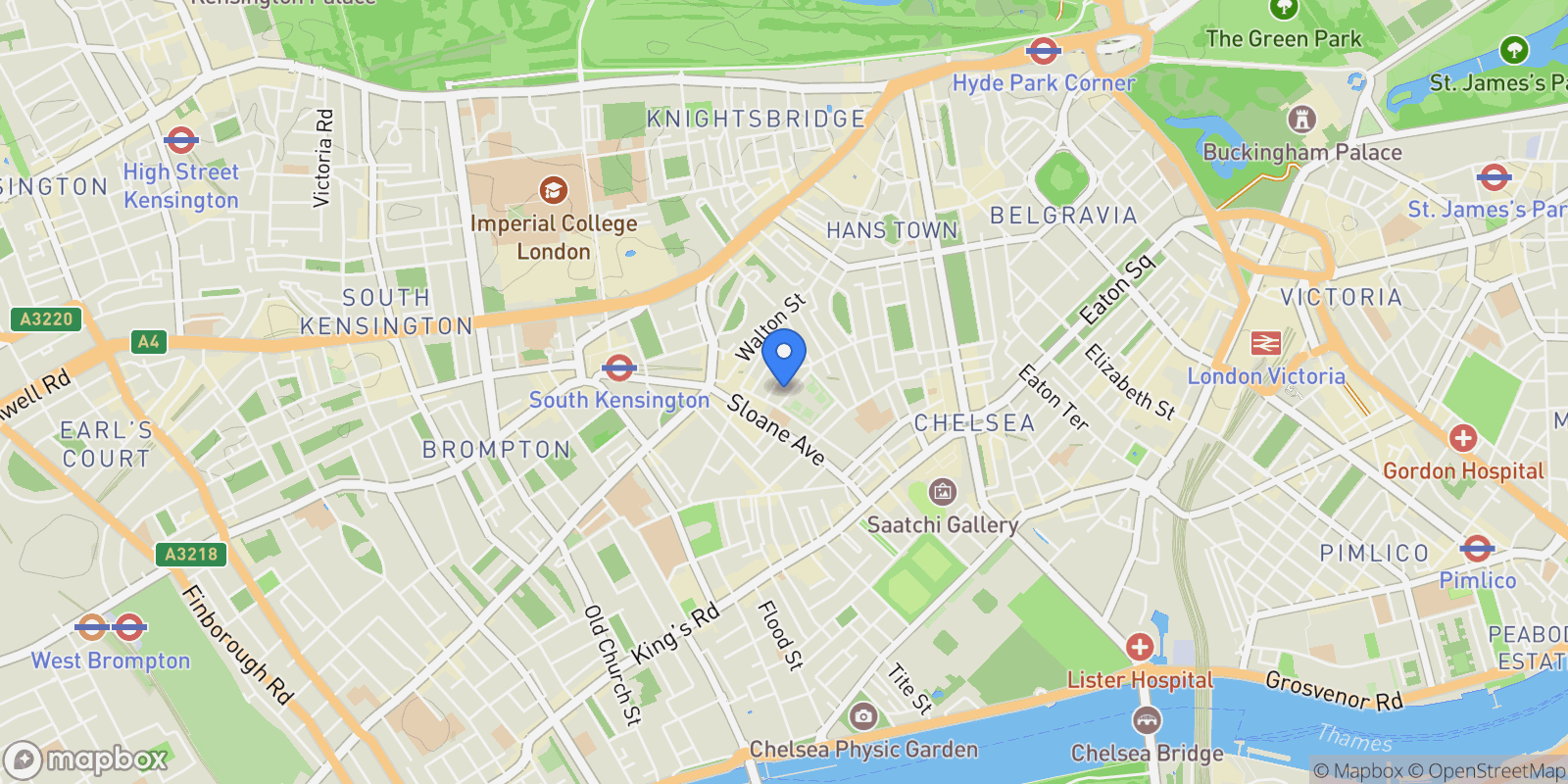 Map showing Trevor Place, Knightsbridge, London, England, United Kingdom.