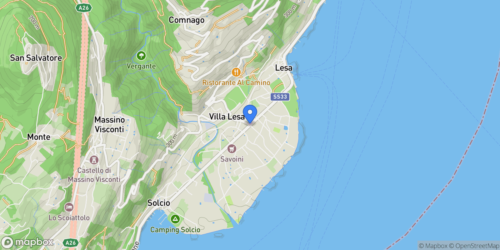 Map showing 28040 Lesa, Province of Novara, Italy, Lesa, Piedmont, Italy.