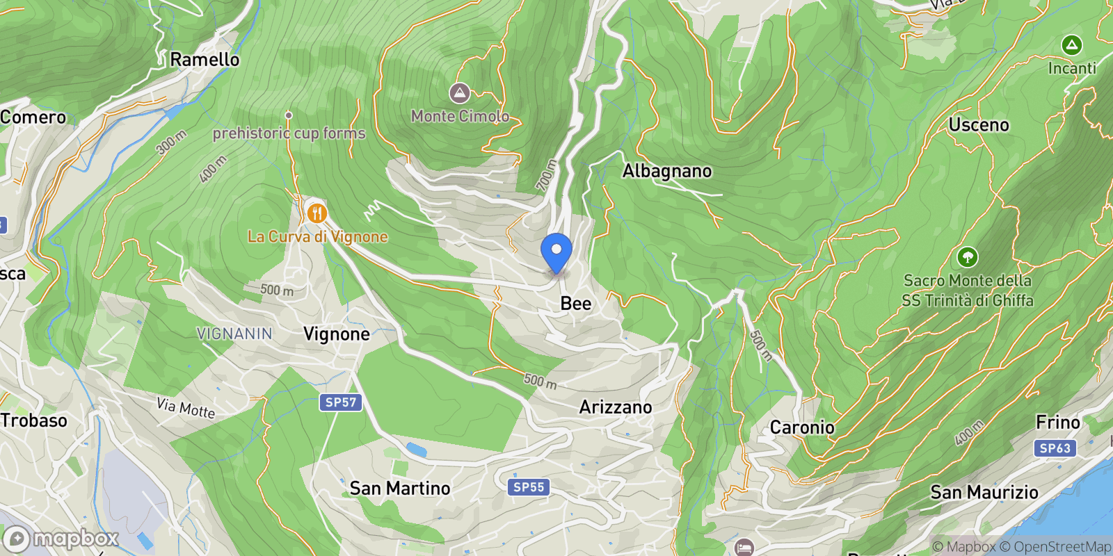 Map showing 28813 Bee, Province of Verbano-Cusio-Ossola, Italy, Bee, Piedmont, Piedmont, Italy.