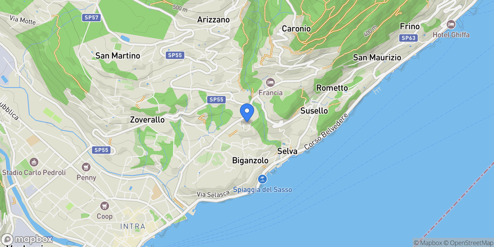 Map showing Via Centrale, Pallanza, Piedmont, Italy.