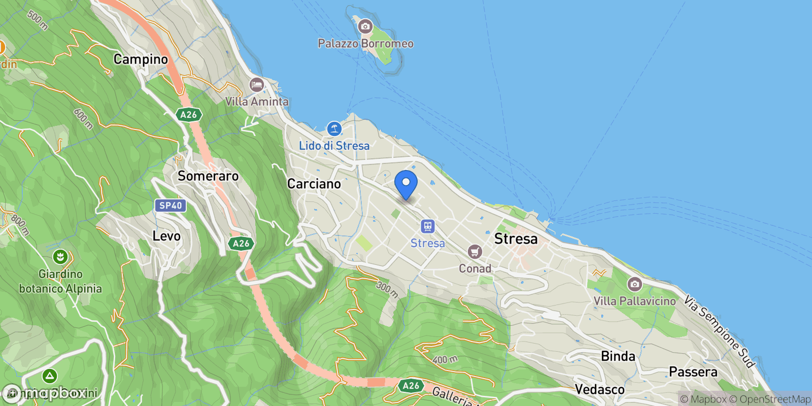 Map showing Via Principe di Piemonte, Stresa, Piedmont, Italy.