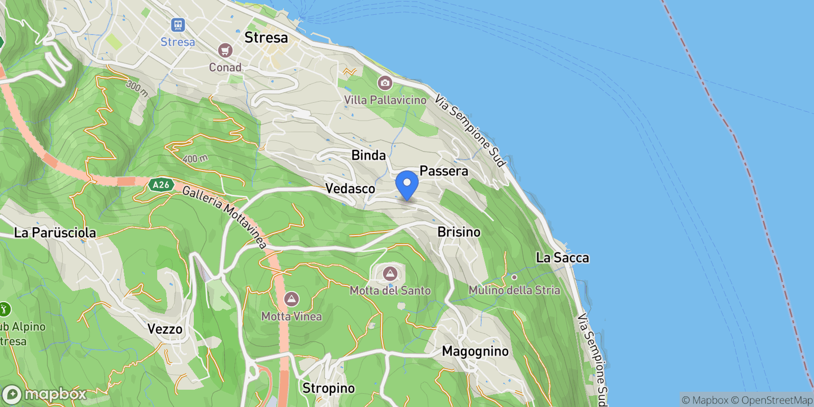 Map showing Via per Brisino, Stresa, Piedmont, Italy.