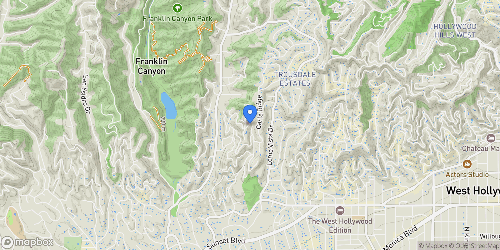 Map showing 9314 Lloydcrest Drive, Beverly Hills, California, United States.