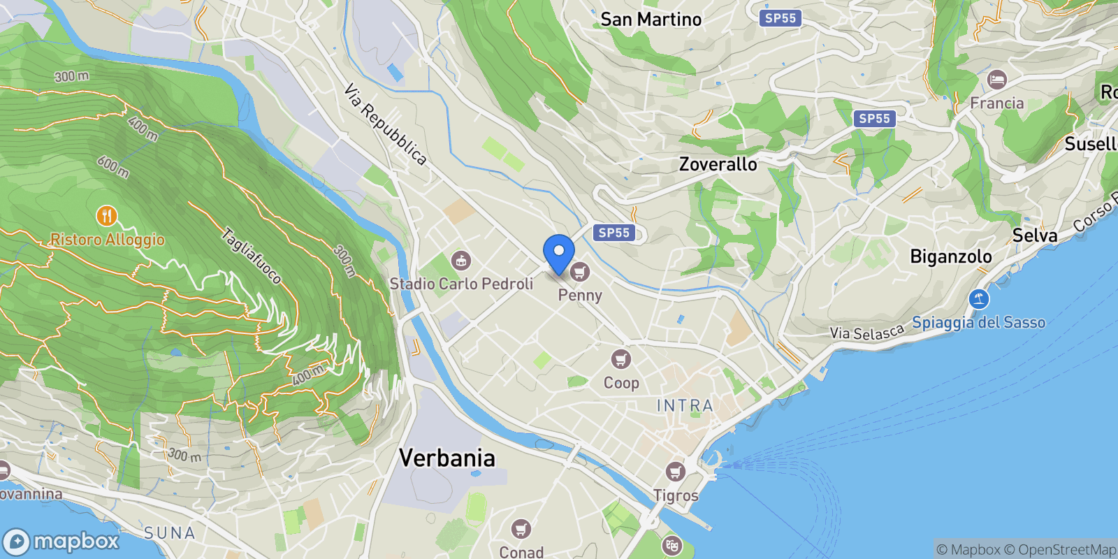 Map showing Corso Cairoli, Intra, Piedmont, Italy.