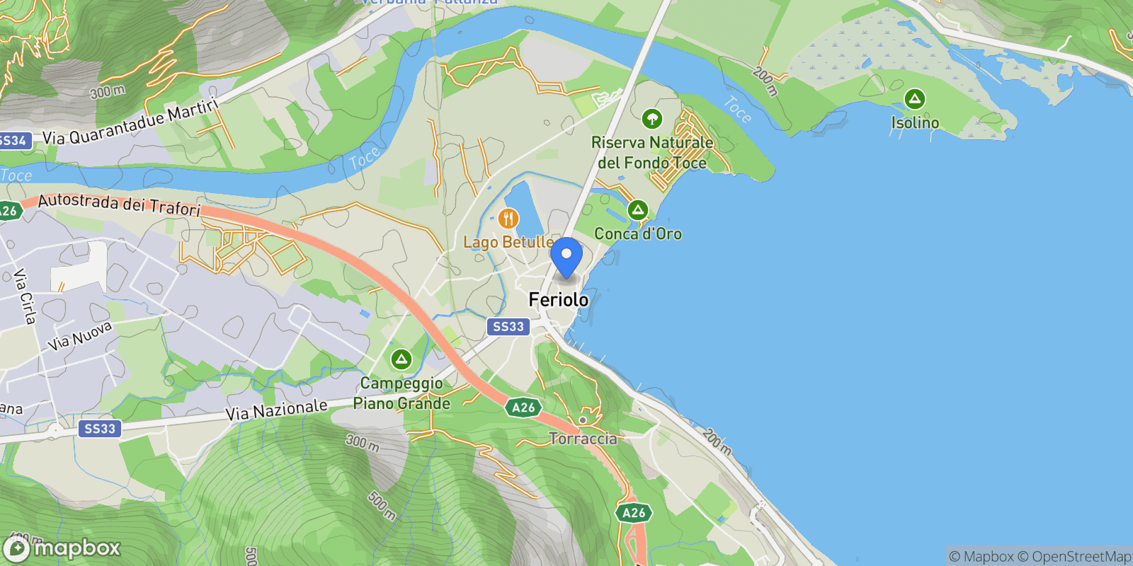 Map showing Feriolo, Baveno, Piedmont, Italy.