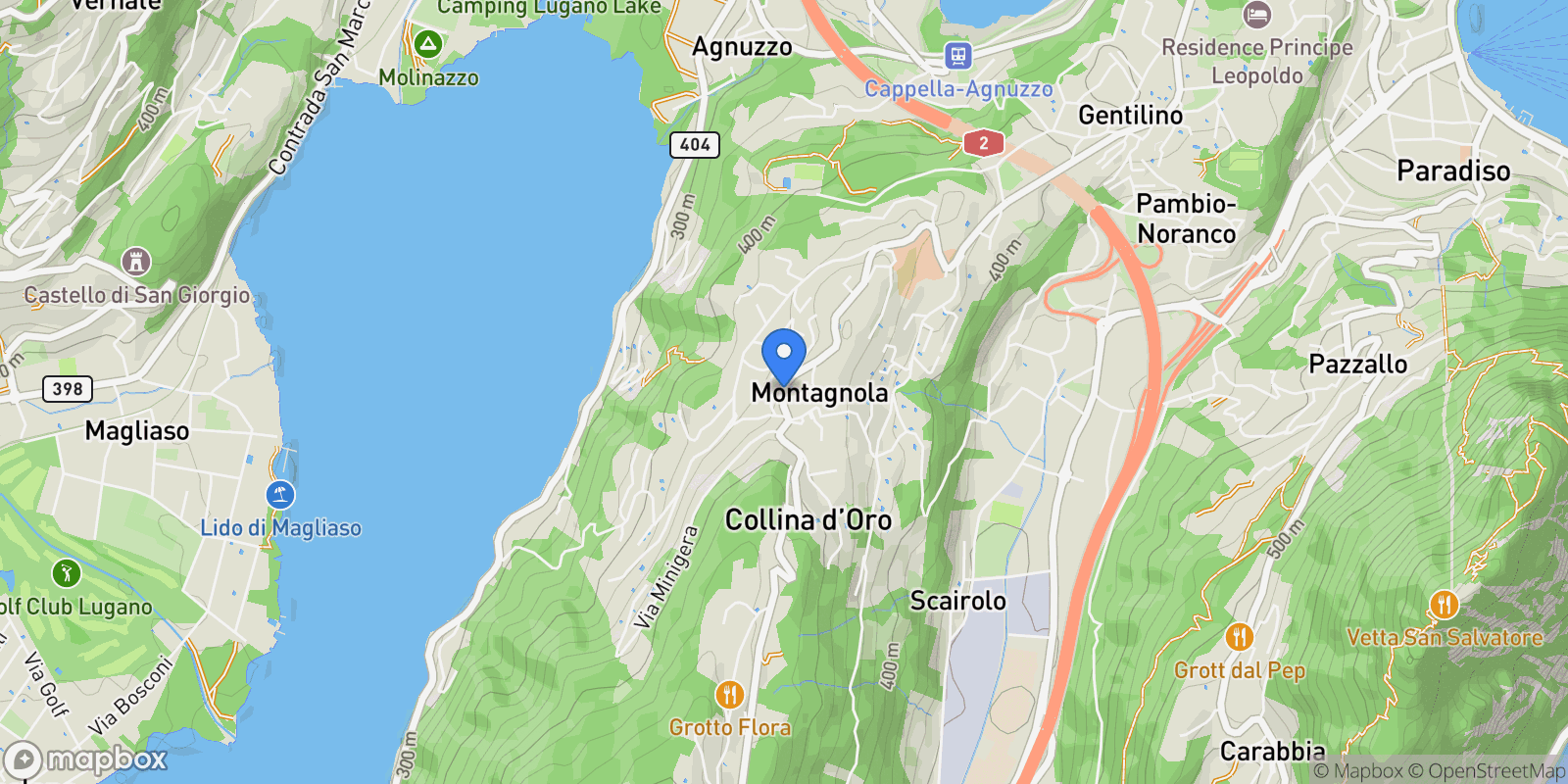 Map showing Montagnola, 6926 Collina d'Oro, Switzerland, Collina d'Oro, Ticino, Switzerland.