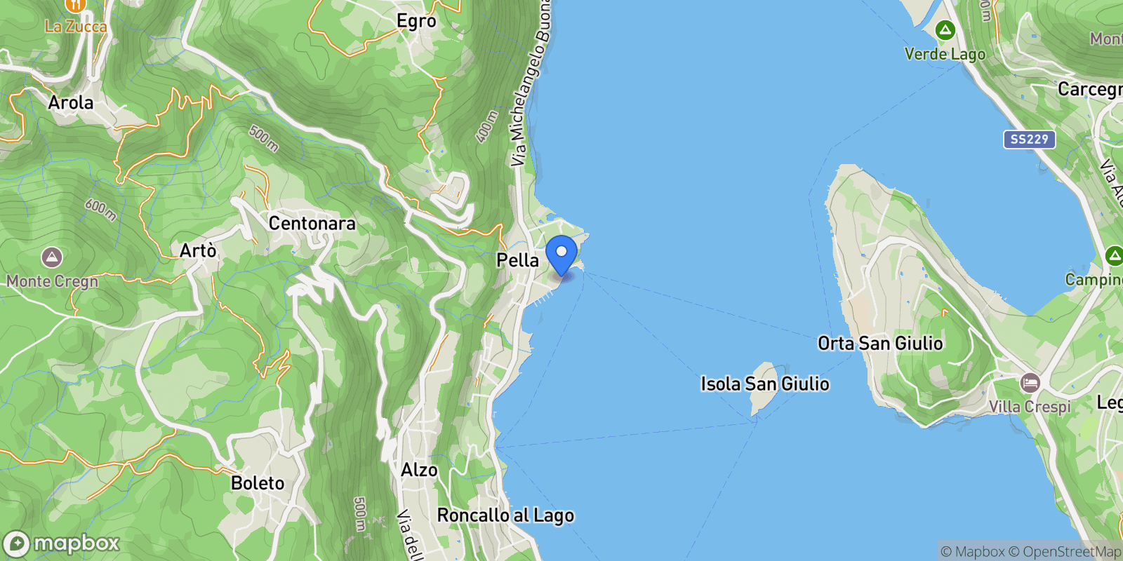 Map showing Via Lungo Lago, Pella, NO 28010, Pella, Piedmont, Piedmont, Italy.