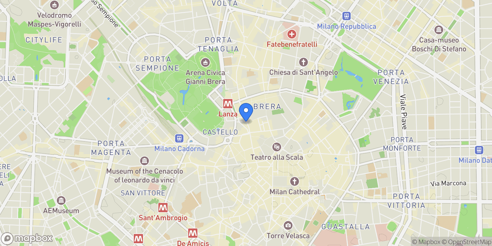 Map showing Via Ponte Vetero, Milano, MI 20100, Milan, Lombardy, Italy.