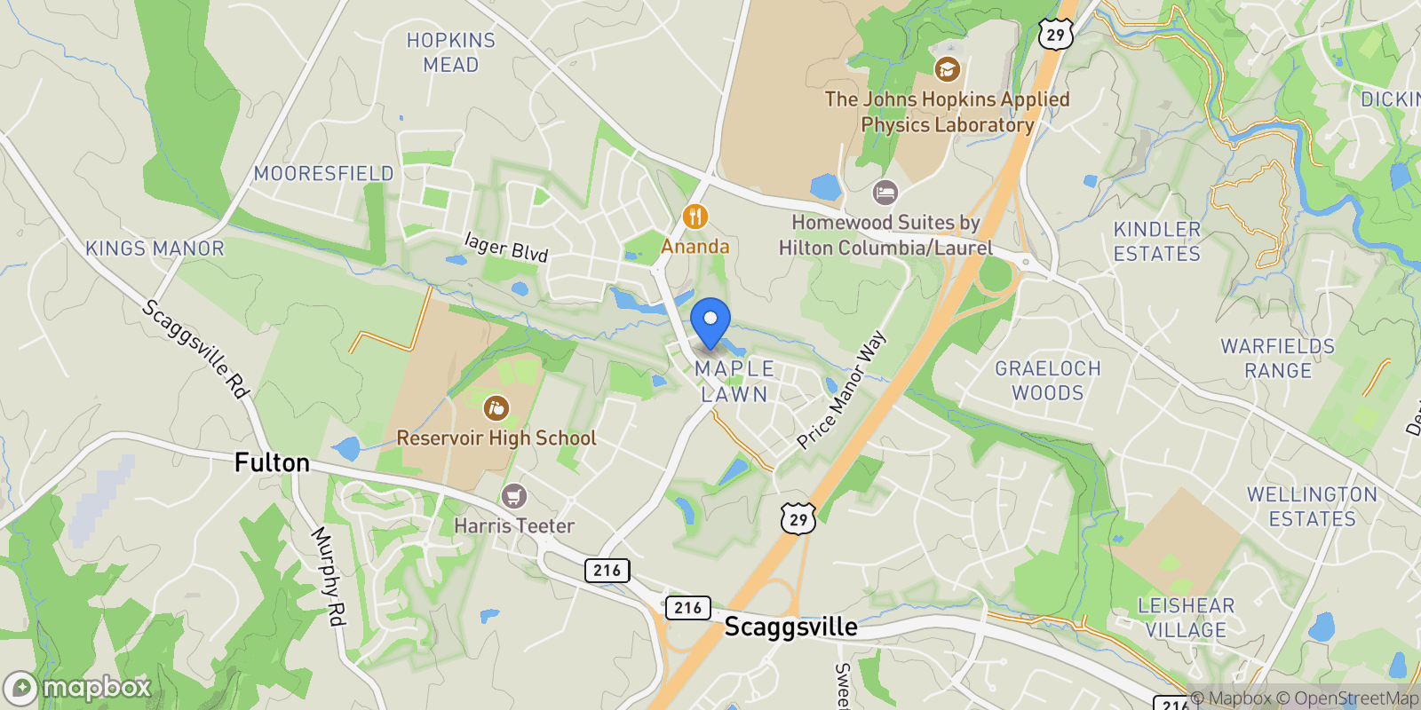 Map showing 7734 TILGHMAN ST STREET, FULTON, MD 20759, FULTON, MD, United States.