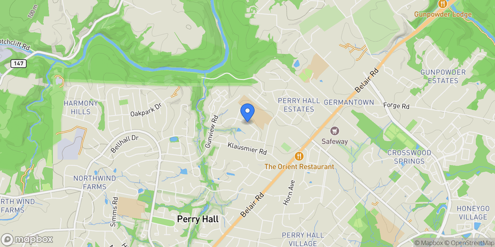 Map showing 4016 MILNER RD ROAD, NOTTINGHAM, MD 21236, Nottingham, Maryland, United States.