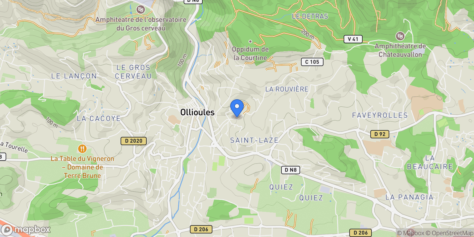 Map showing Ollioules, Provence-Alpes-Côte d'Azur, France.