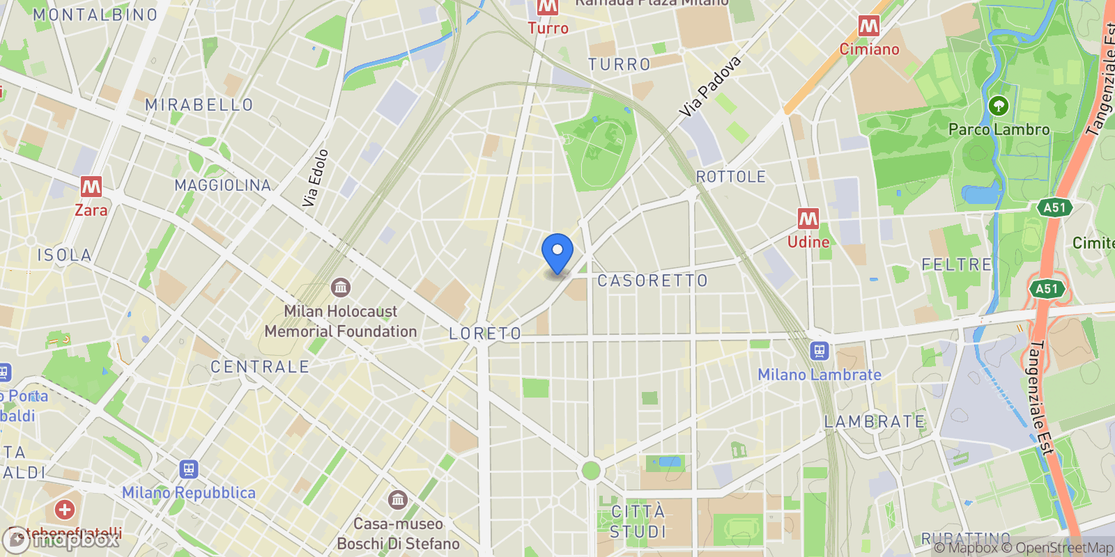 Map showing Via Andrea Costa, Milano, MI 20100, Milan, Lombardy, Italy.