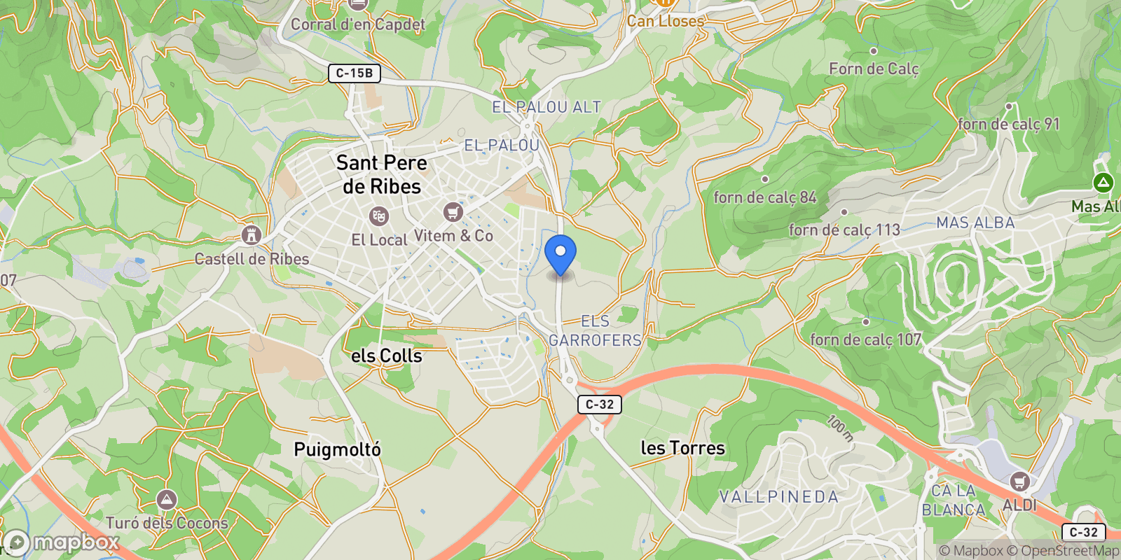 Map showing Catalonia, Sant Pere de Ribes, Catalonia, Spain.