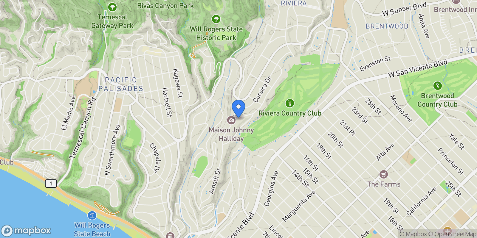 Map showing 814 Toulon Drive, Los Angeles, California, United States.