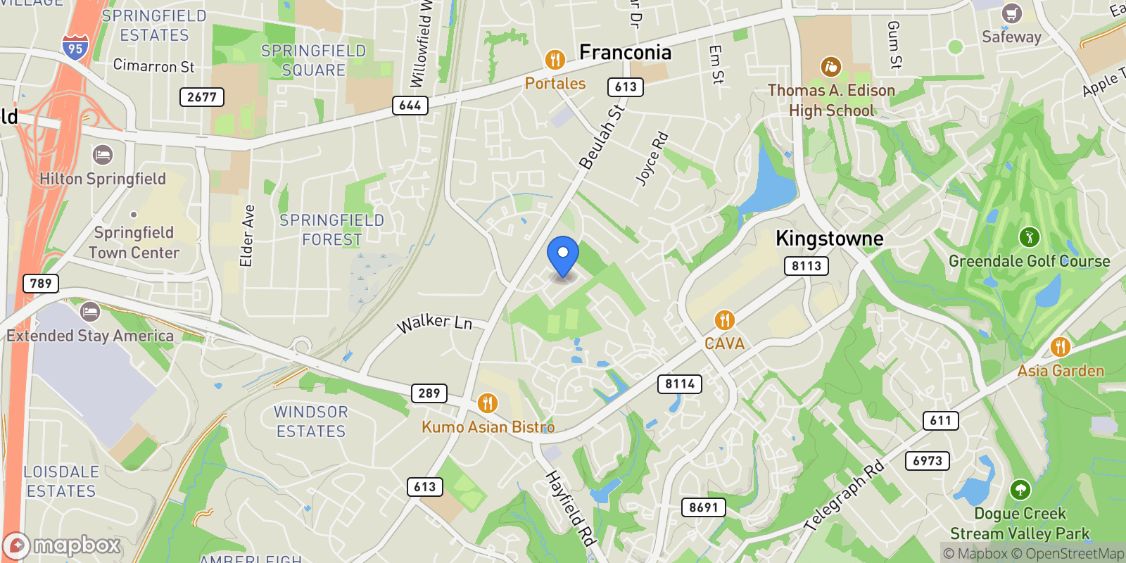 Map showing 6149 Cilantro Drive, Alexandria, VA 22310, Groveton, Virginia, United States.