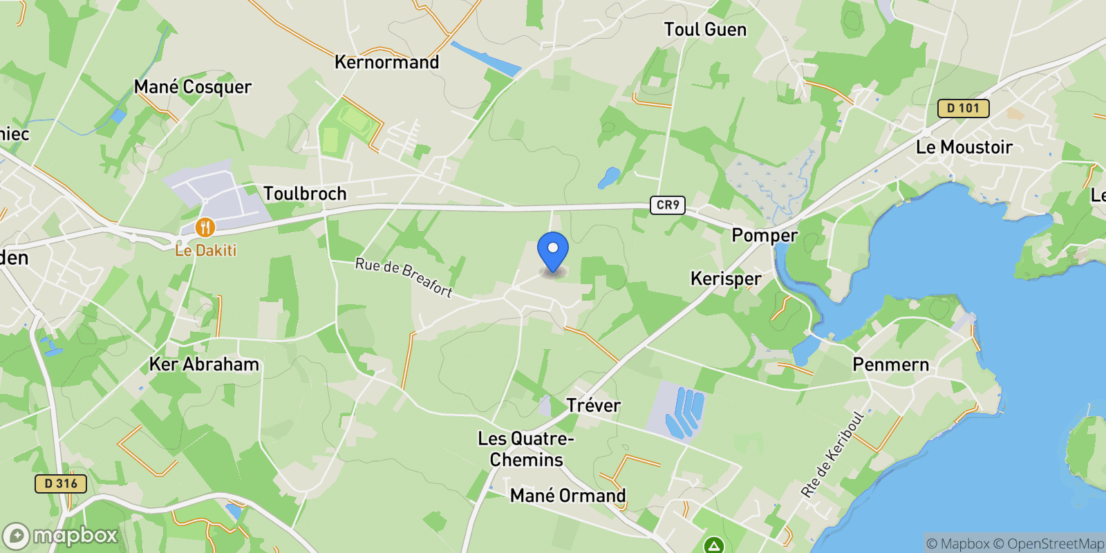 Map showing Baden, Brittany, France.