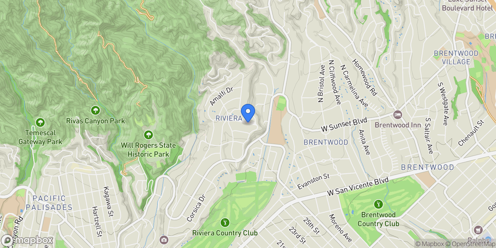 Map showing 13524 D'Este Drive, Los Angeles, California, United States.