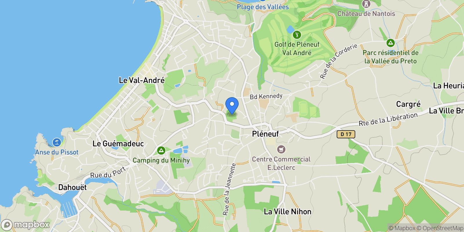 Map showing Pléneuf-Val-André, Brittany, France.