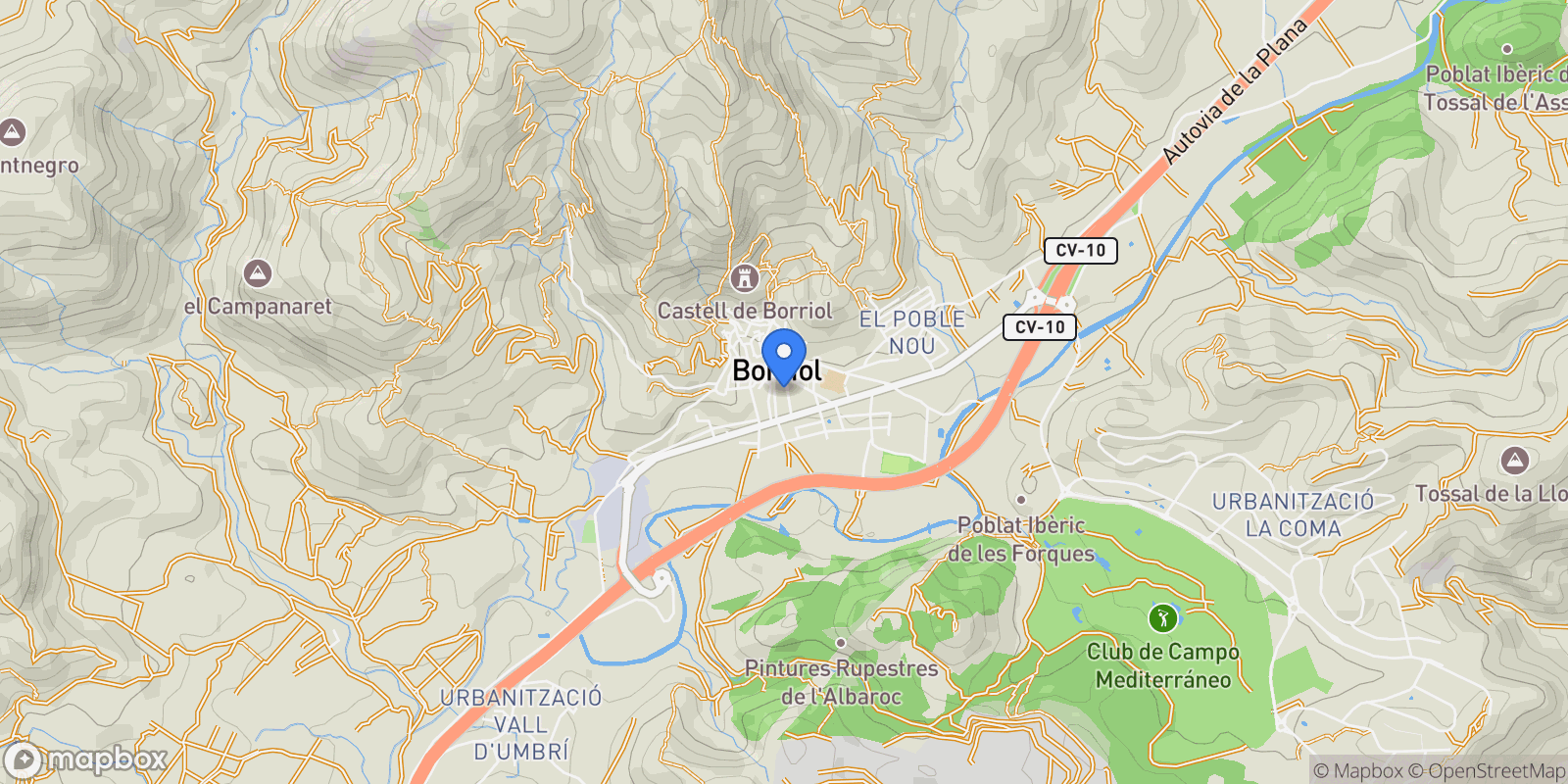 Map showing Borriol, Communidad Valencia, Borriol, Valencian Community, Spain.