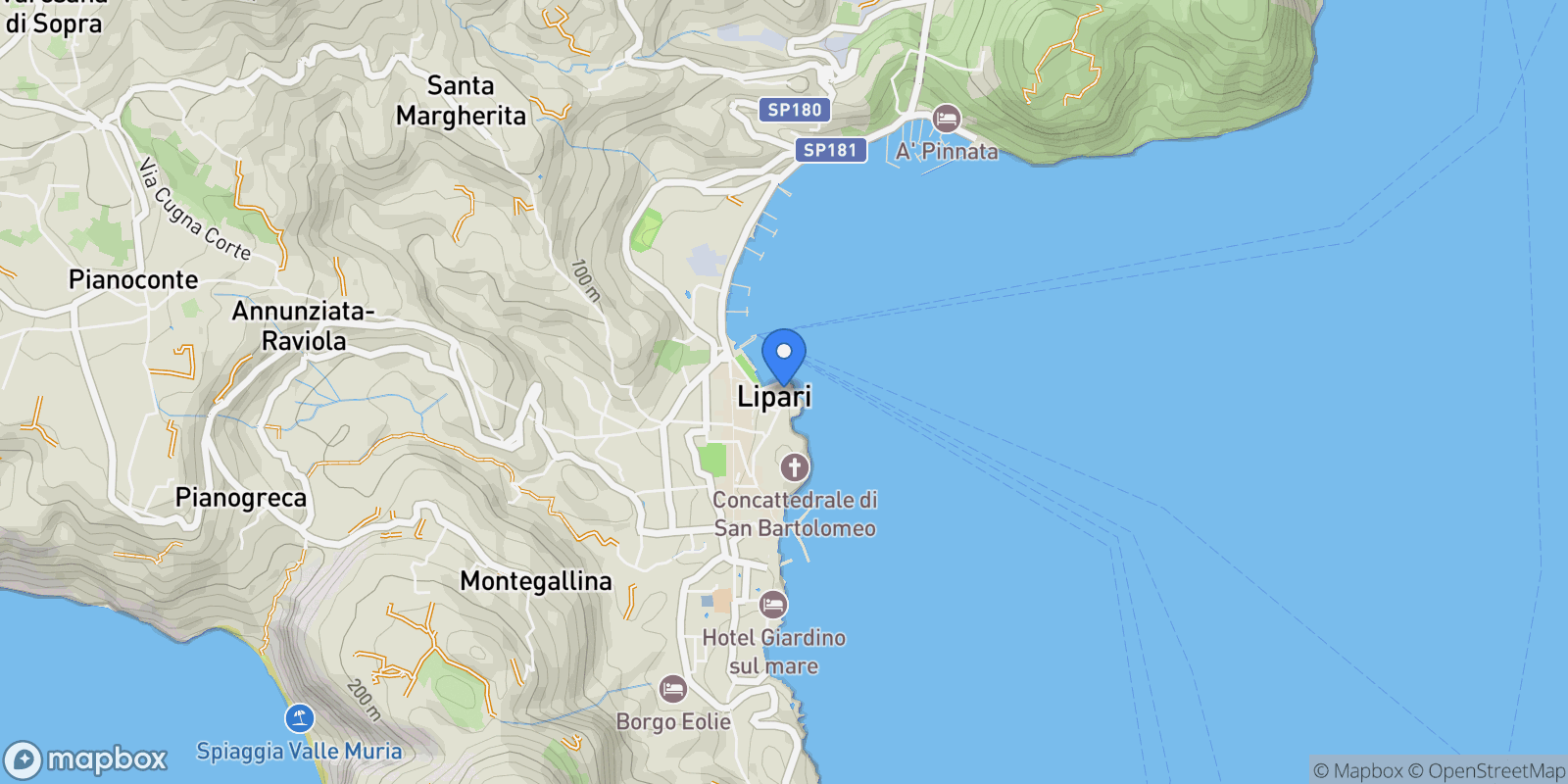 Map showing 98050 Ditella ME, Italia, Lipari, Sicily, Italy.