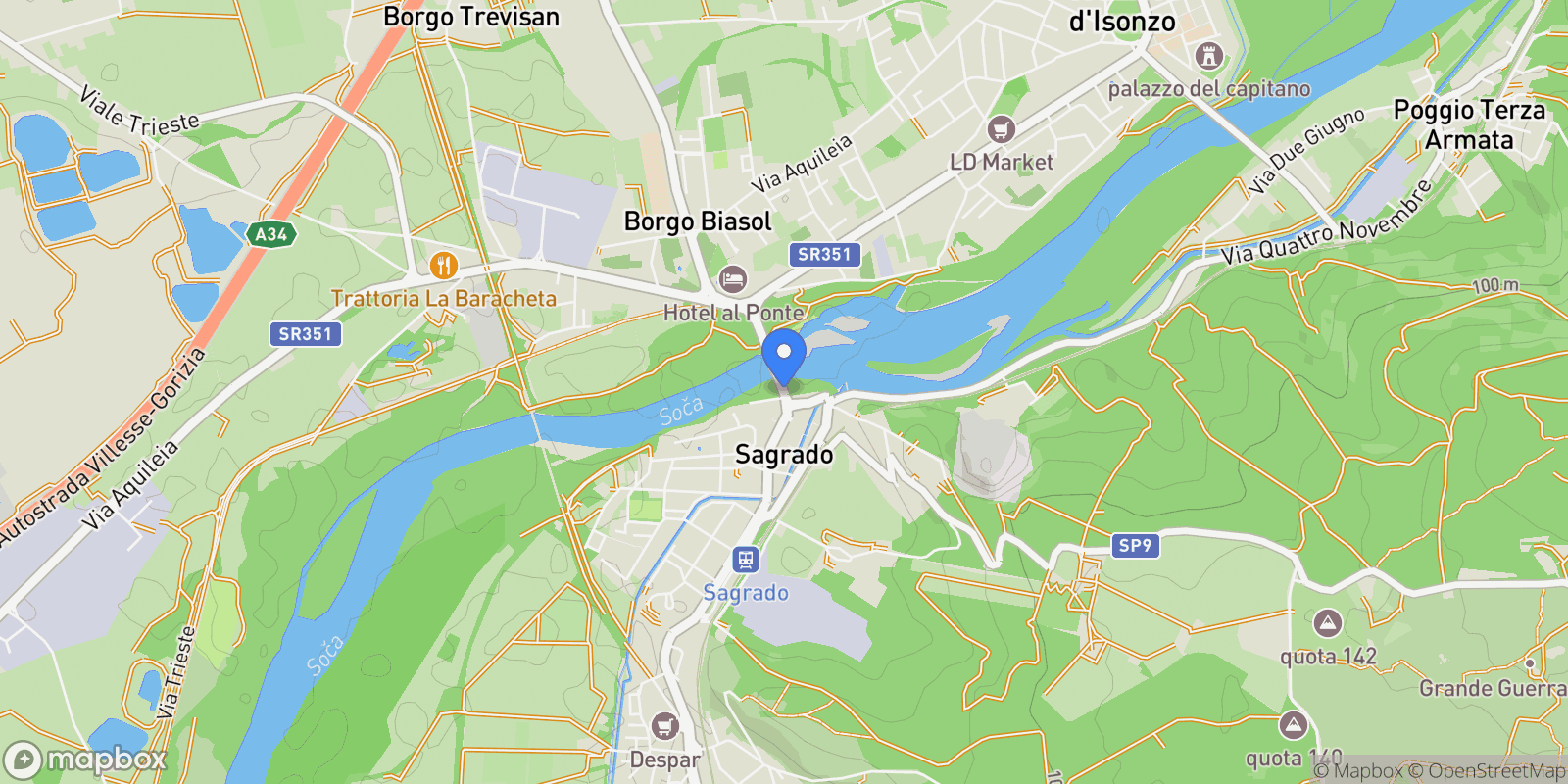 Map showing Sagrado, Friuli-Venezia Giulia, Italy.