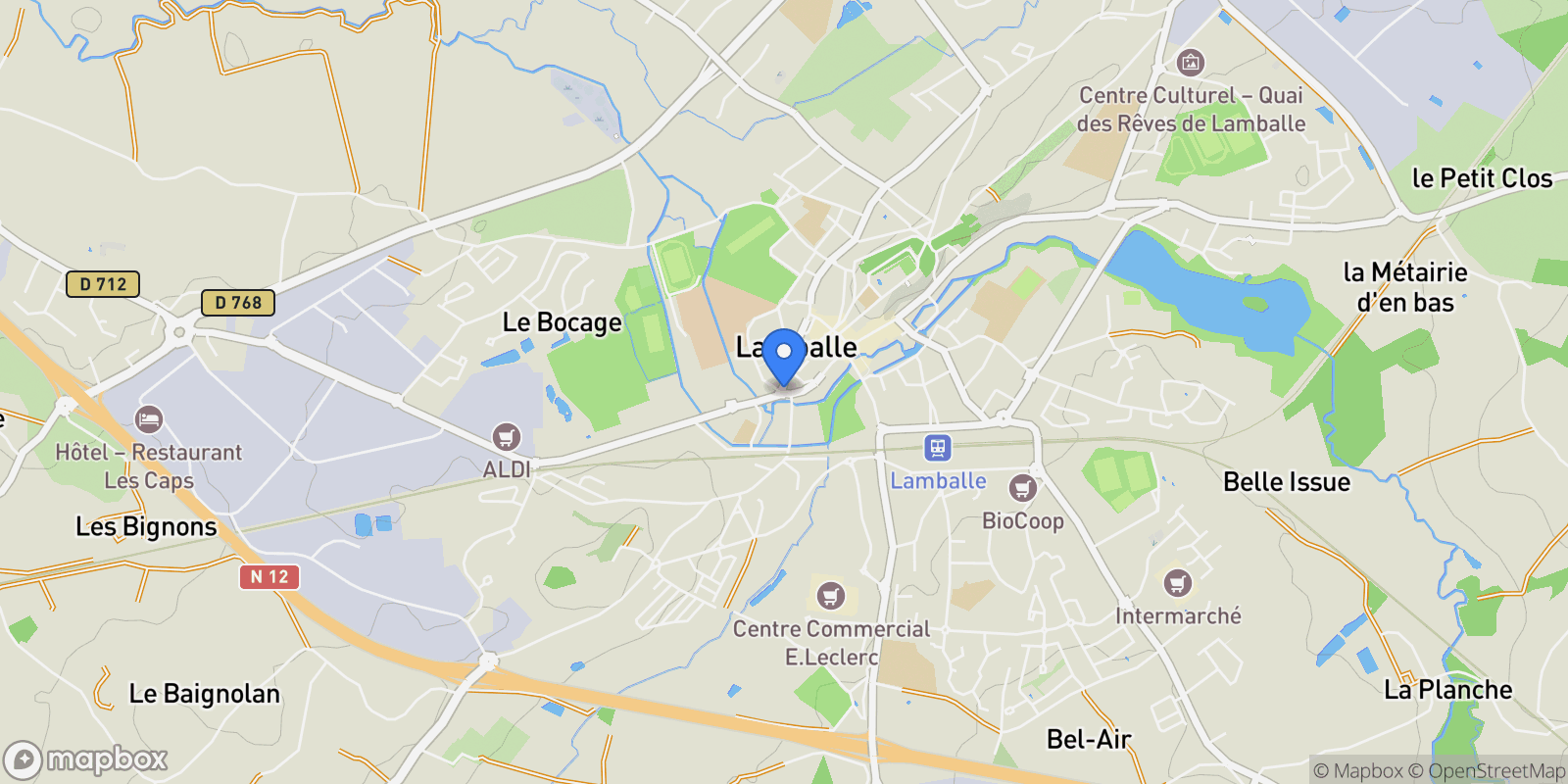 Map showing Lamballe-Armor, Brittany, France.
