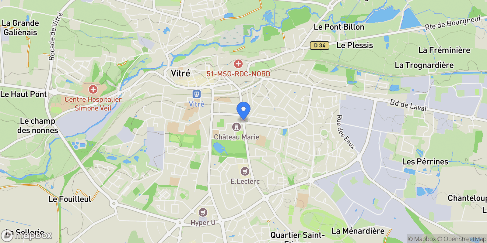 Map showing 35500 Vitré, France, Vitré, Brittany, France.