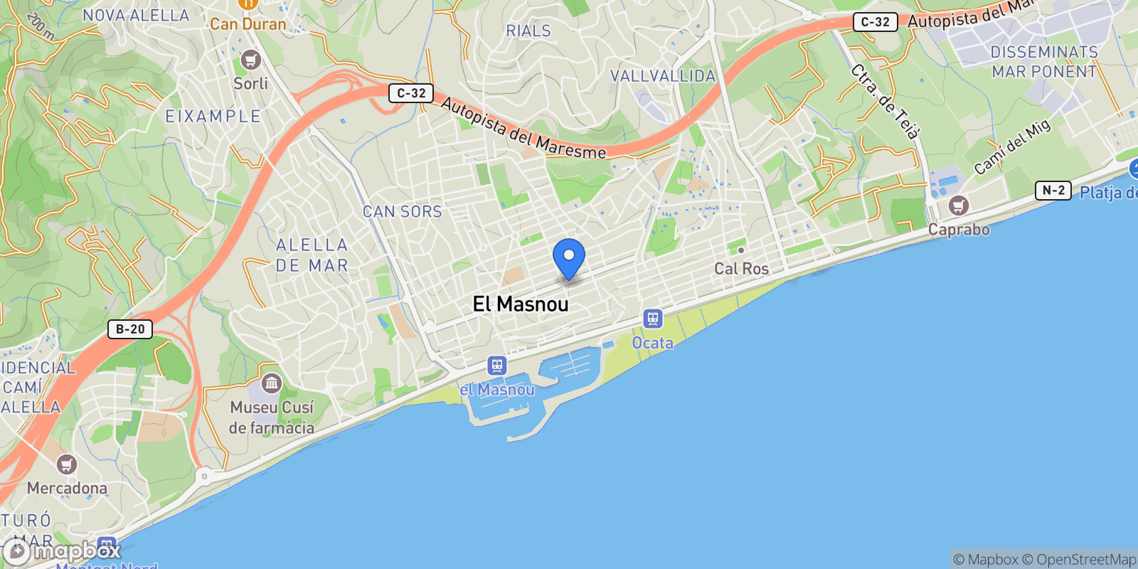 Map showing El masnou, Catalonia, el Masnou, Catalonia, Spain.