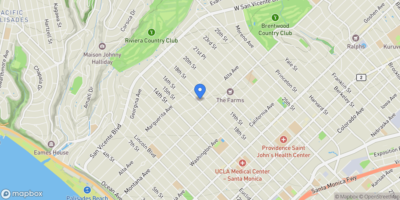 Map showing 627 17th Street, Santa Monica, California, United States.