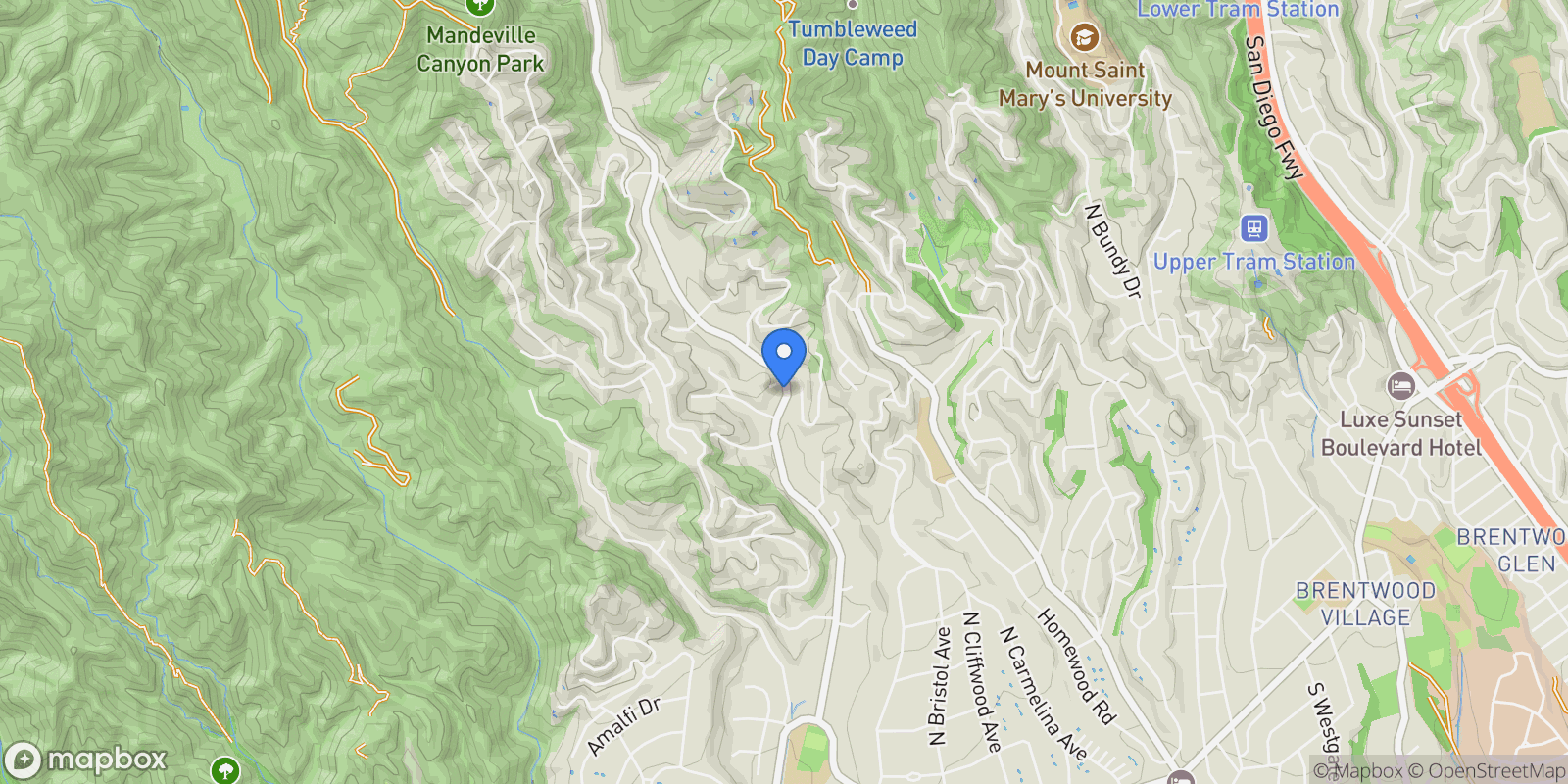 Map showing 2041 Mandeville Canyon Road, Los Angeles, California, United States.