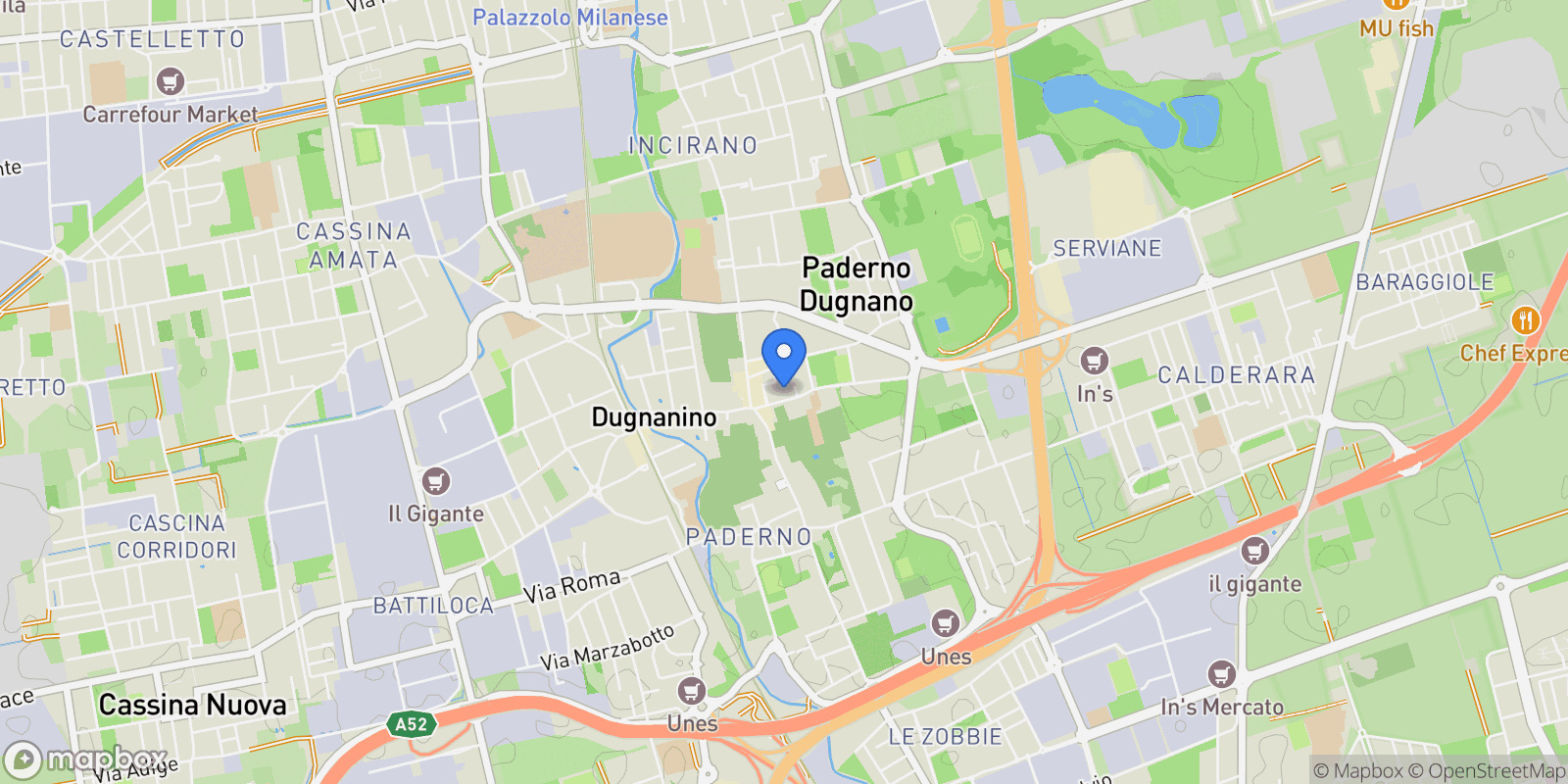 Map showing Via Enrico Toti, 20037 Paderno Dugnano MI, Italia, Paderno Dugnano, Lombardy, Italy.