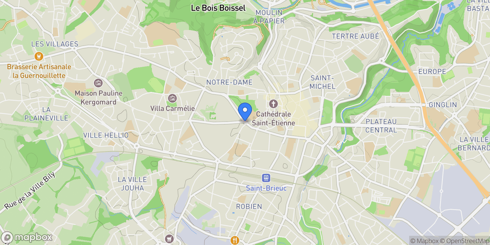 Map showing Saint-Brieuc, Brittany, France.