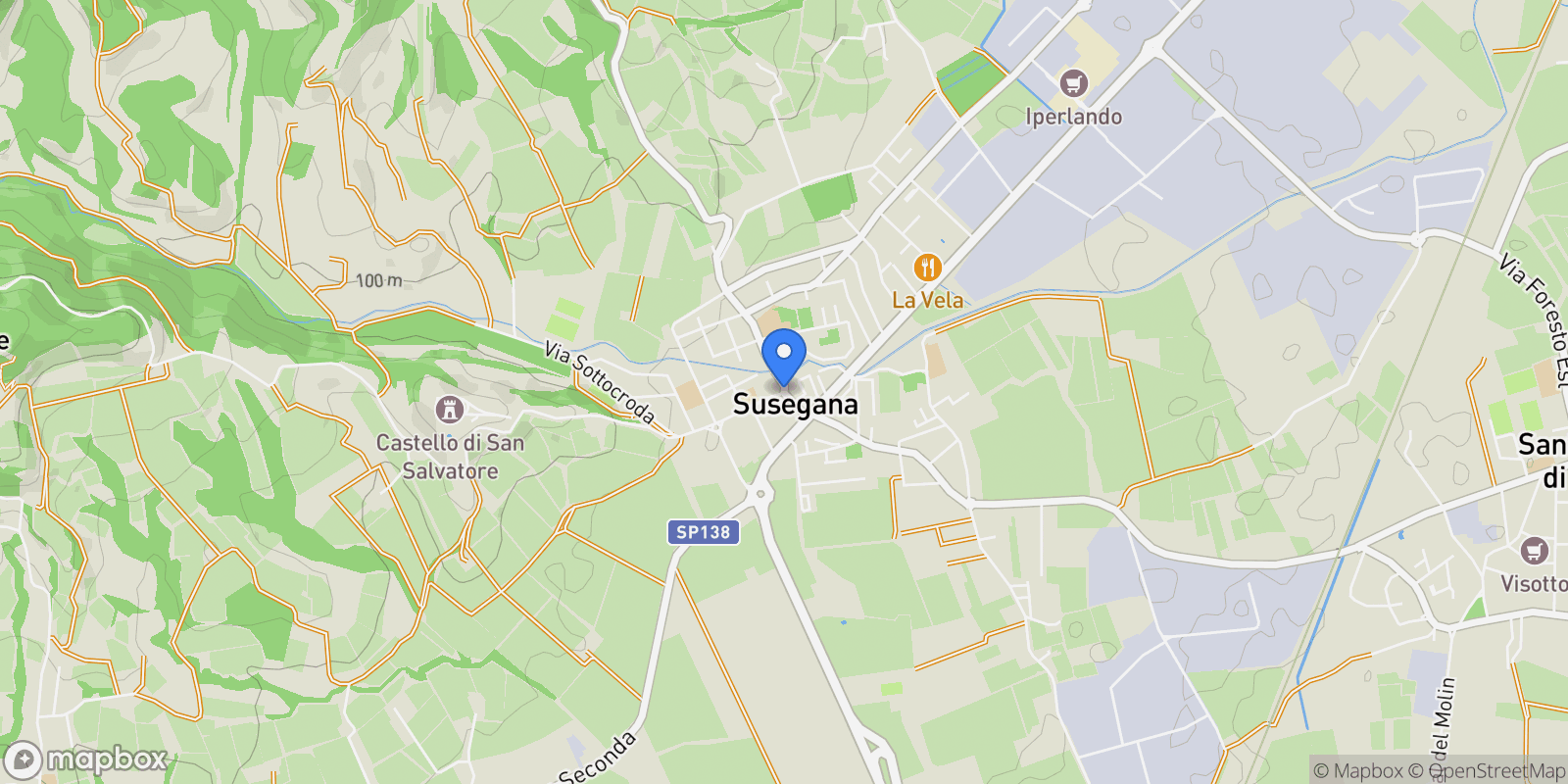 Map showing Susegana, Veneto, Italy.