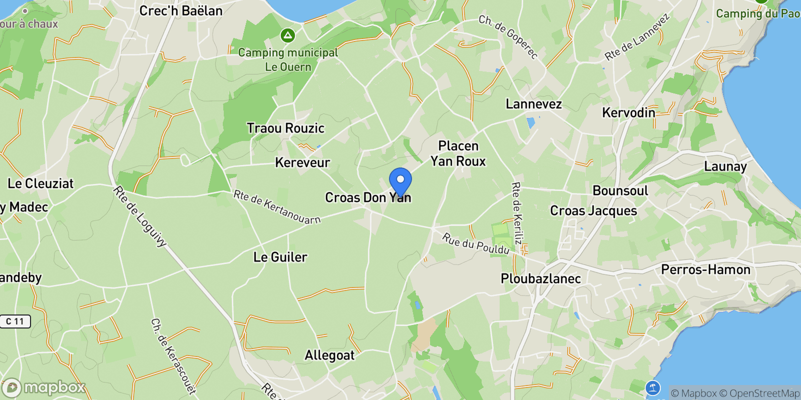 Map showing Ploubazlanec, Brittany, France.