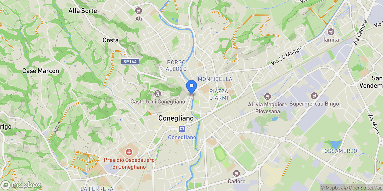Map showing Conegliano, Veneto, Italy.