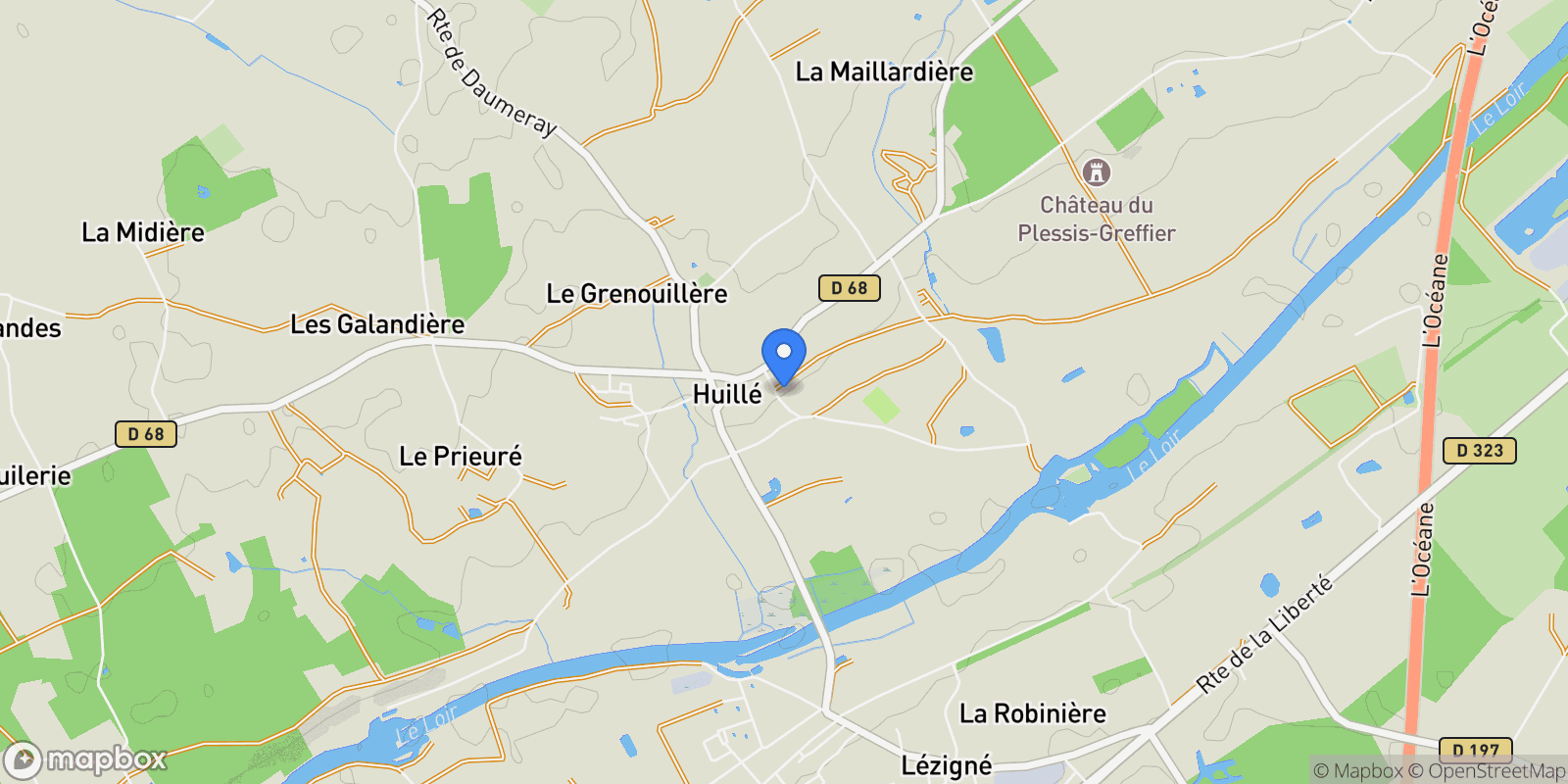 Map showing Huillé-Lézigné, Pays de la Loire, France.