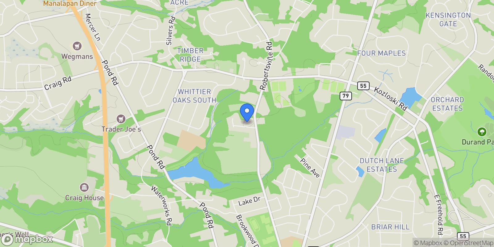 Map showing 155 Robertsville Road, Freehold, NJ 07728, Freehold Township, New Jersey, United States.