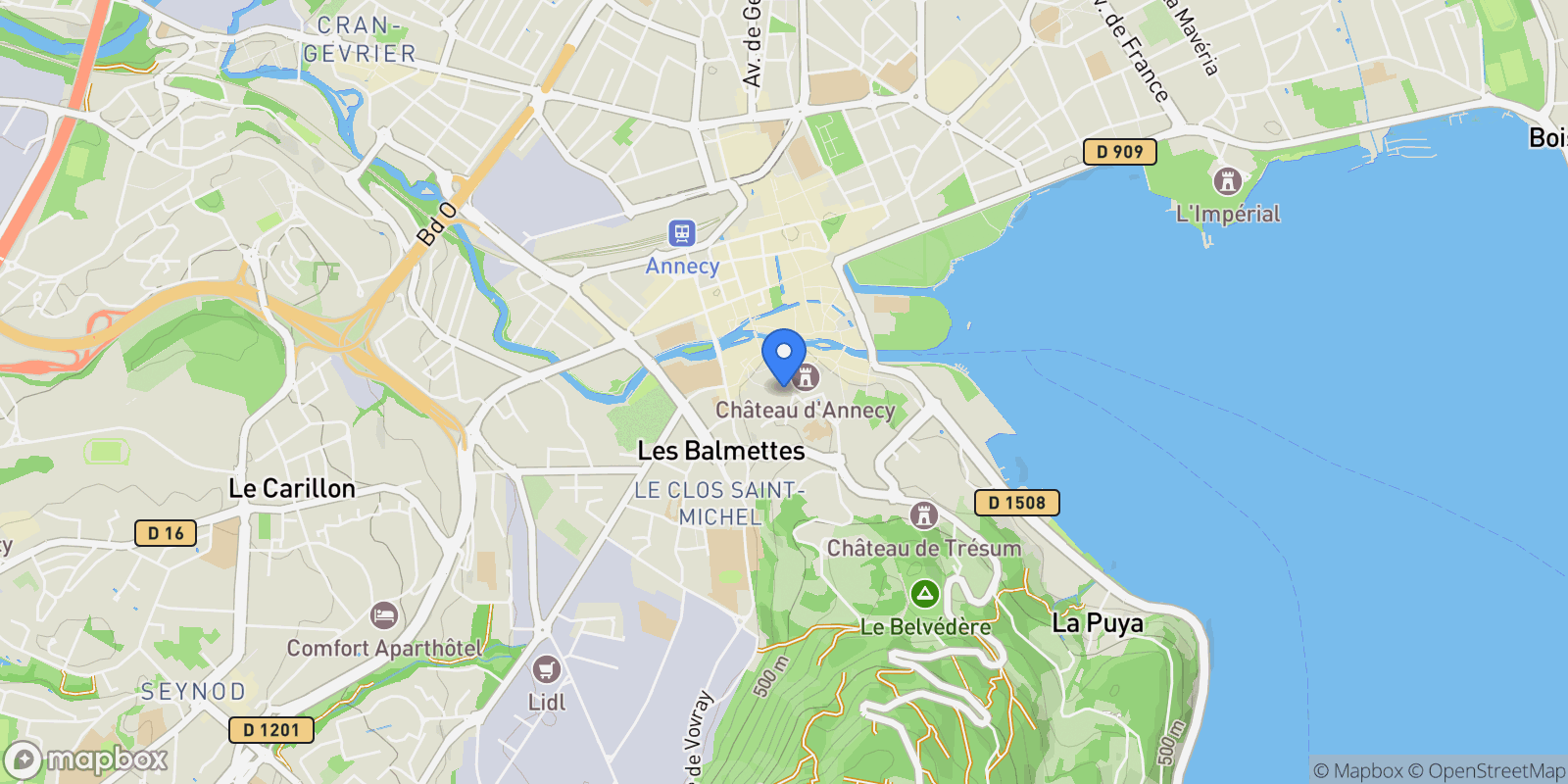 Map showing Annecy, Auvergne-Rhône-Alpes, France.