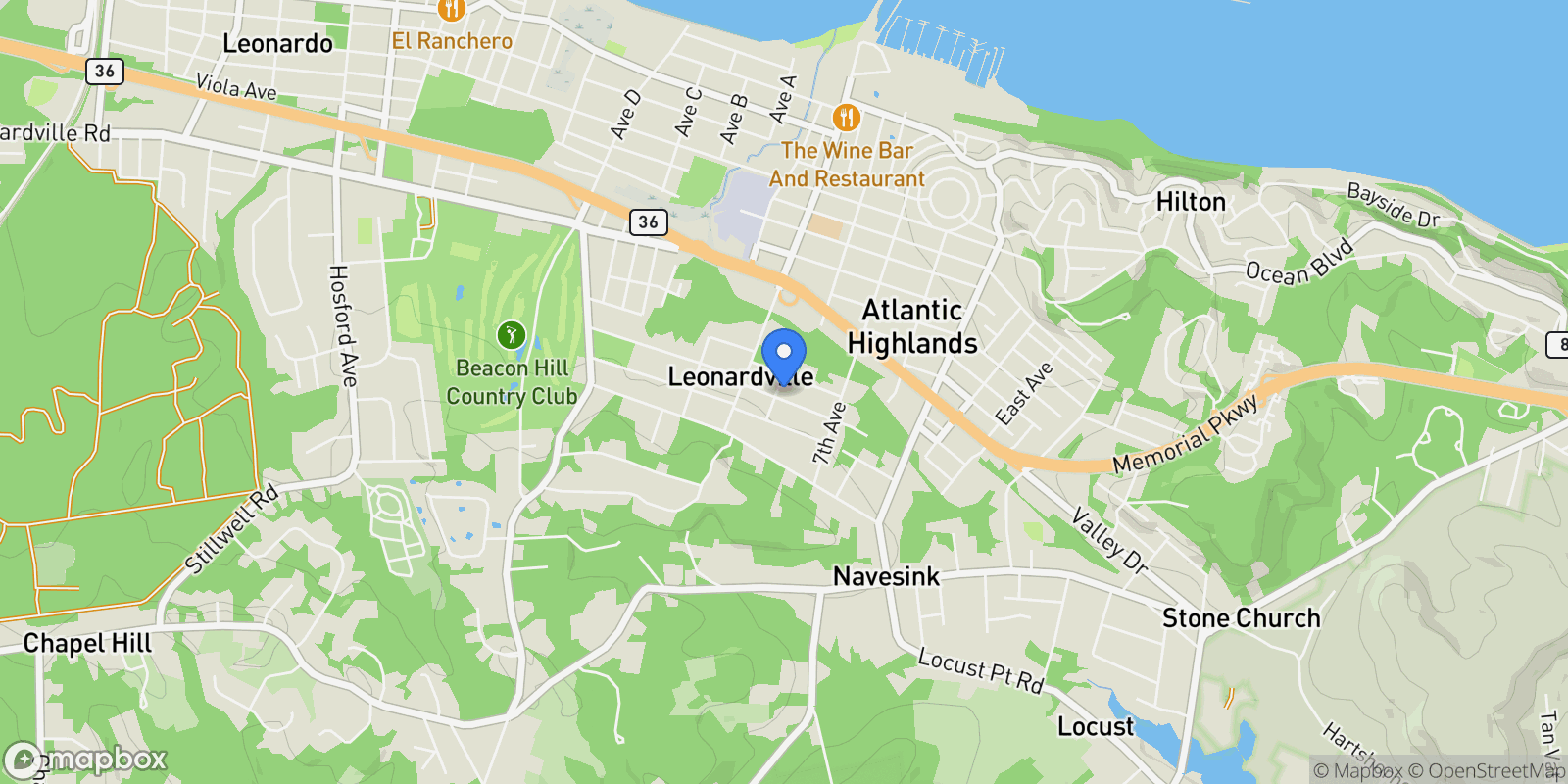 Map showing 18 Middletown Avenue, Atlantic Highlands, NJ 07716, Atlantic Highlands, New Jersey, United States.