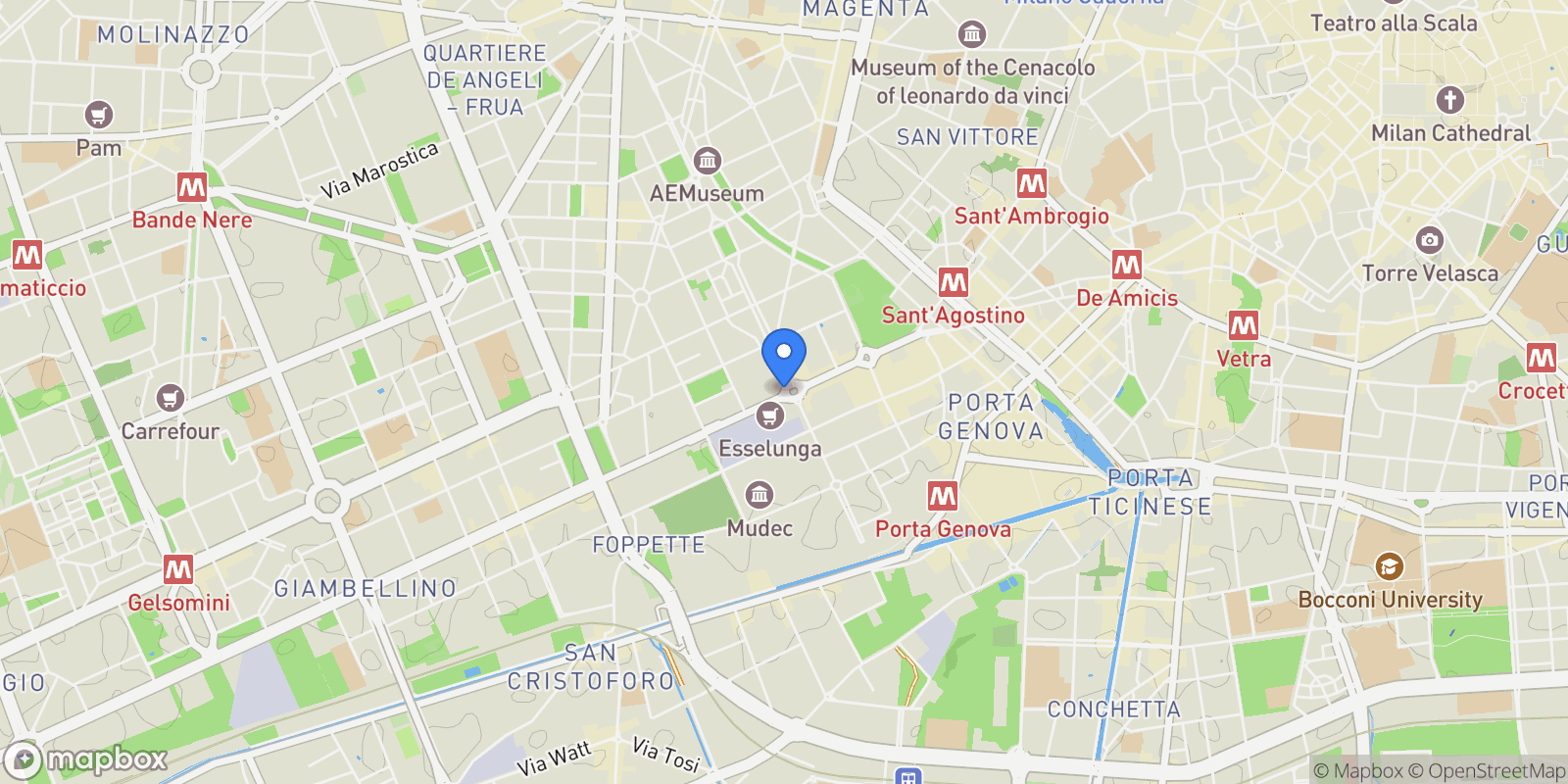 Map showing Via Solari, Milano, Milan, Lombardy, Italy.