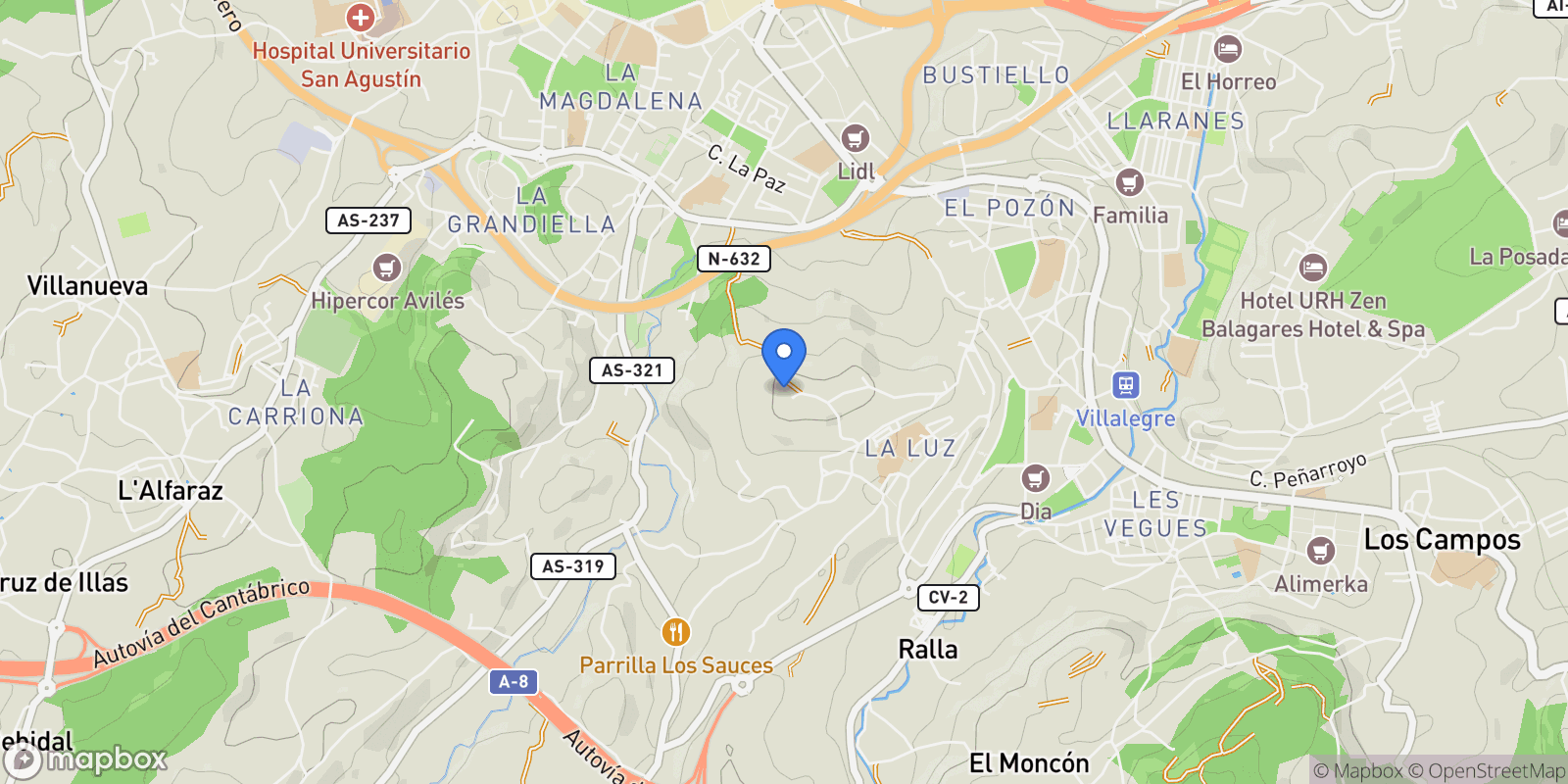 Map showing Asturias, Aviles, Asturias, Spain.