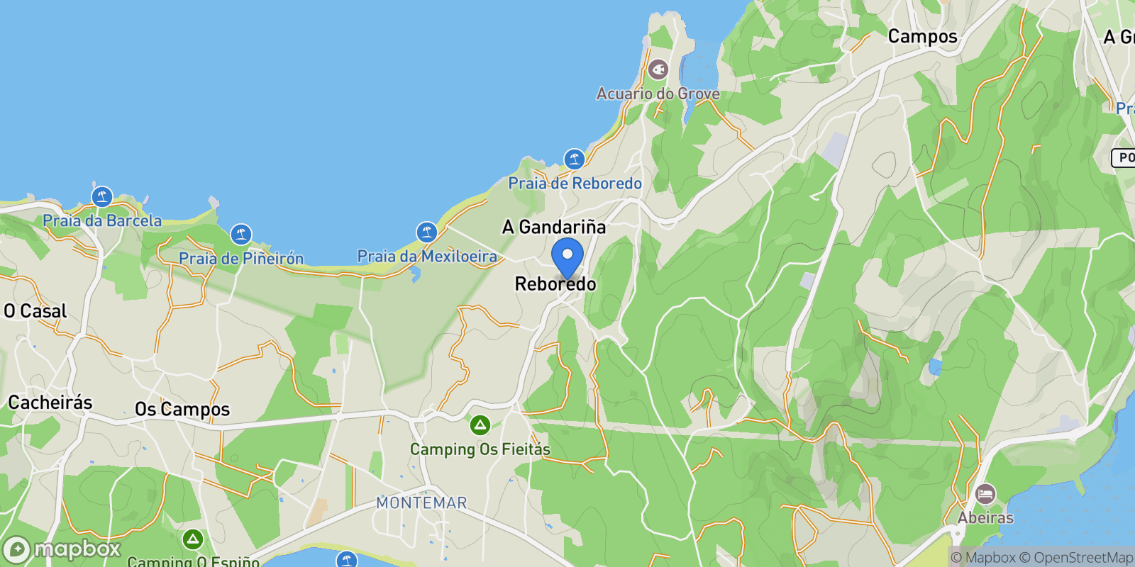 Map showing Galicia, San Vicente do Grove, O Grove, Spain.